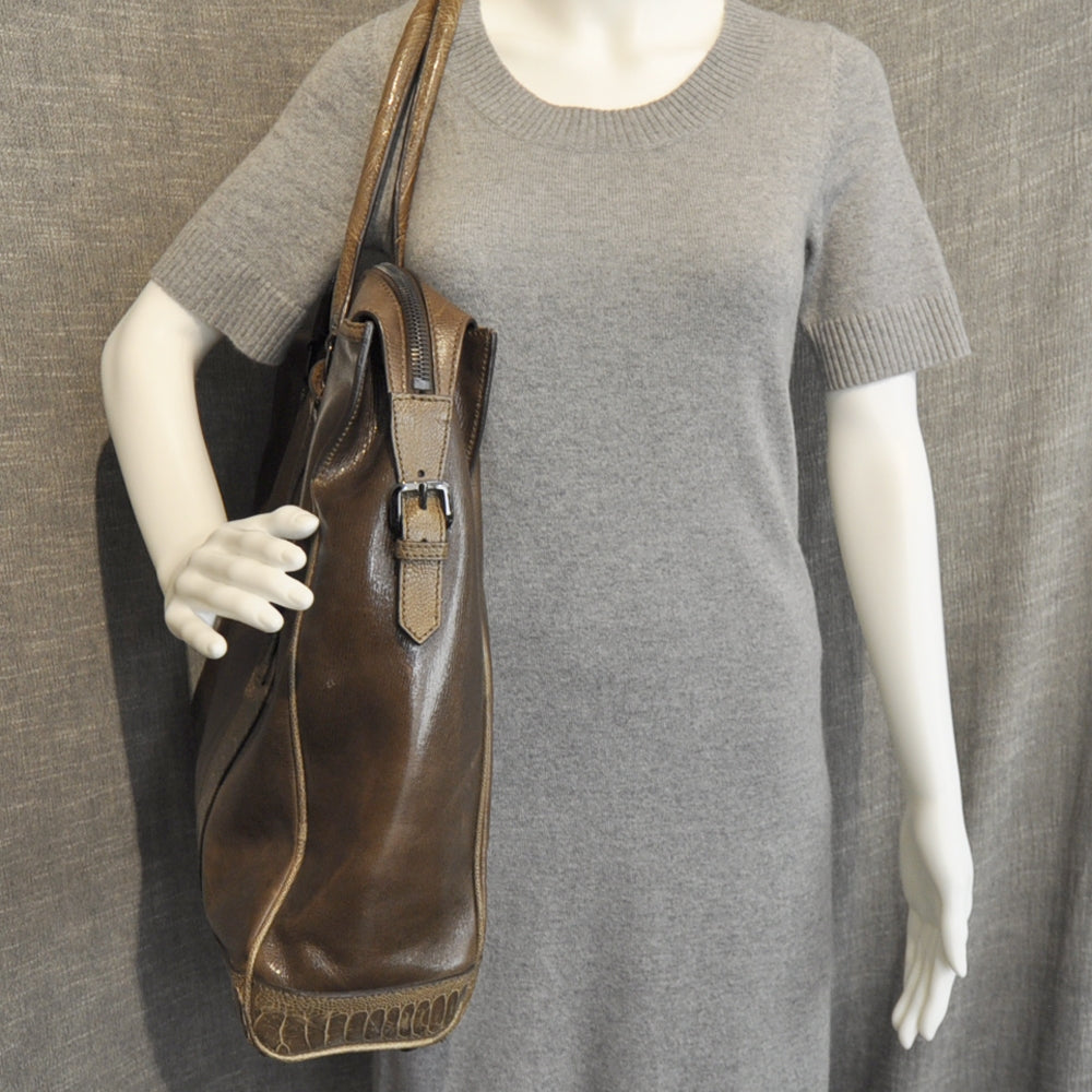 Burberry Ostrich Travel Tote Brown 2 of 12