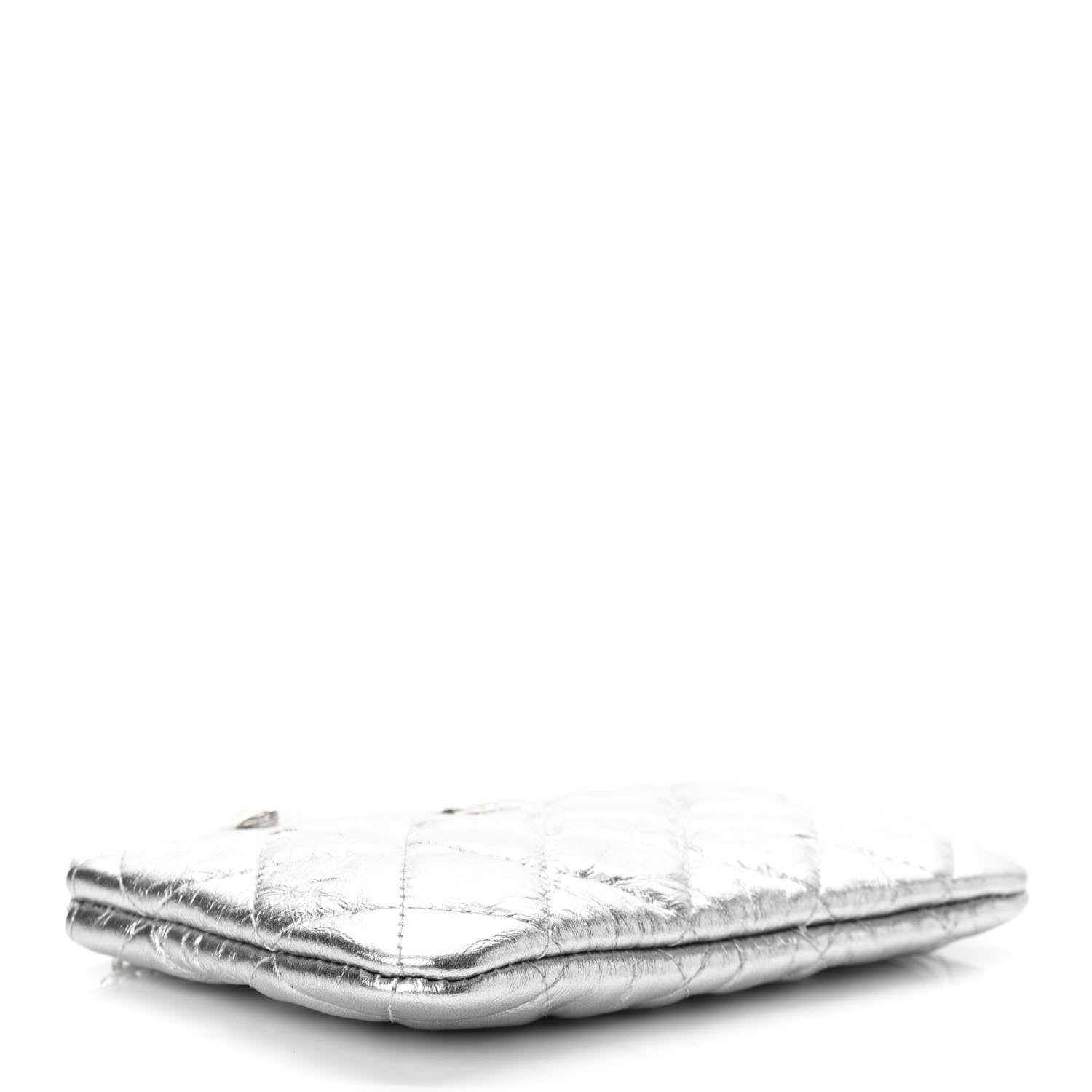 Chanel Metallic Calfskin Quilted Small Cosmo Cosmetic Case Silver 4 of 8