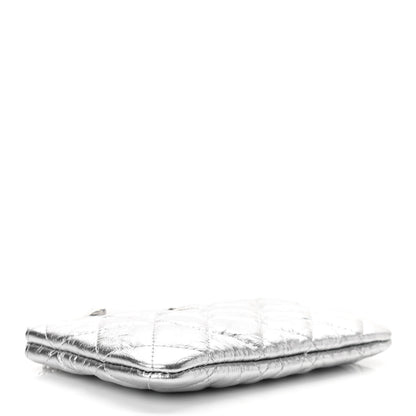 Chanel Metallic Calfskin Quilted Small Cosmo Cosmetic Case Silver 4 of 8
