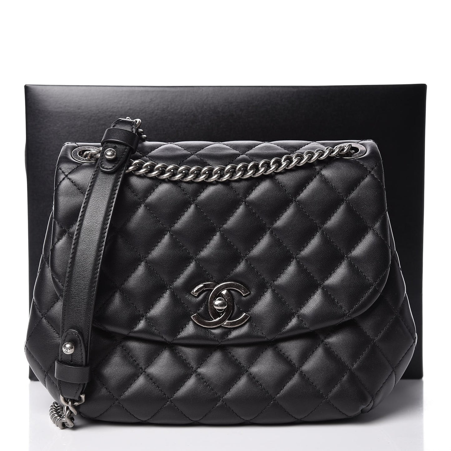 Lambskin Quilted Small Daily Supple Flap Black