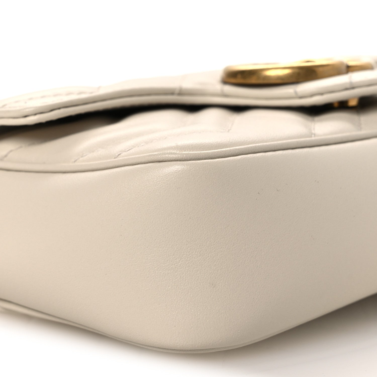 Gucci Calfskin Matelasse Super Mini GG Marmont Shoulder Bag White 9 of 13