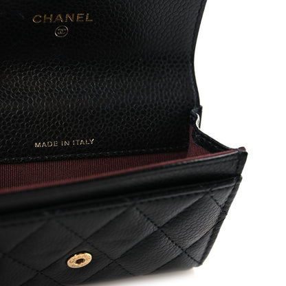 Chanel Caviar Quilted Flap Card Holder Wallet Black Black 7 of 9