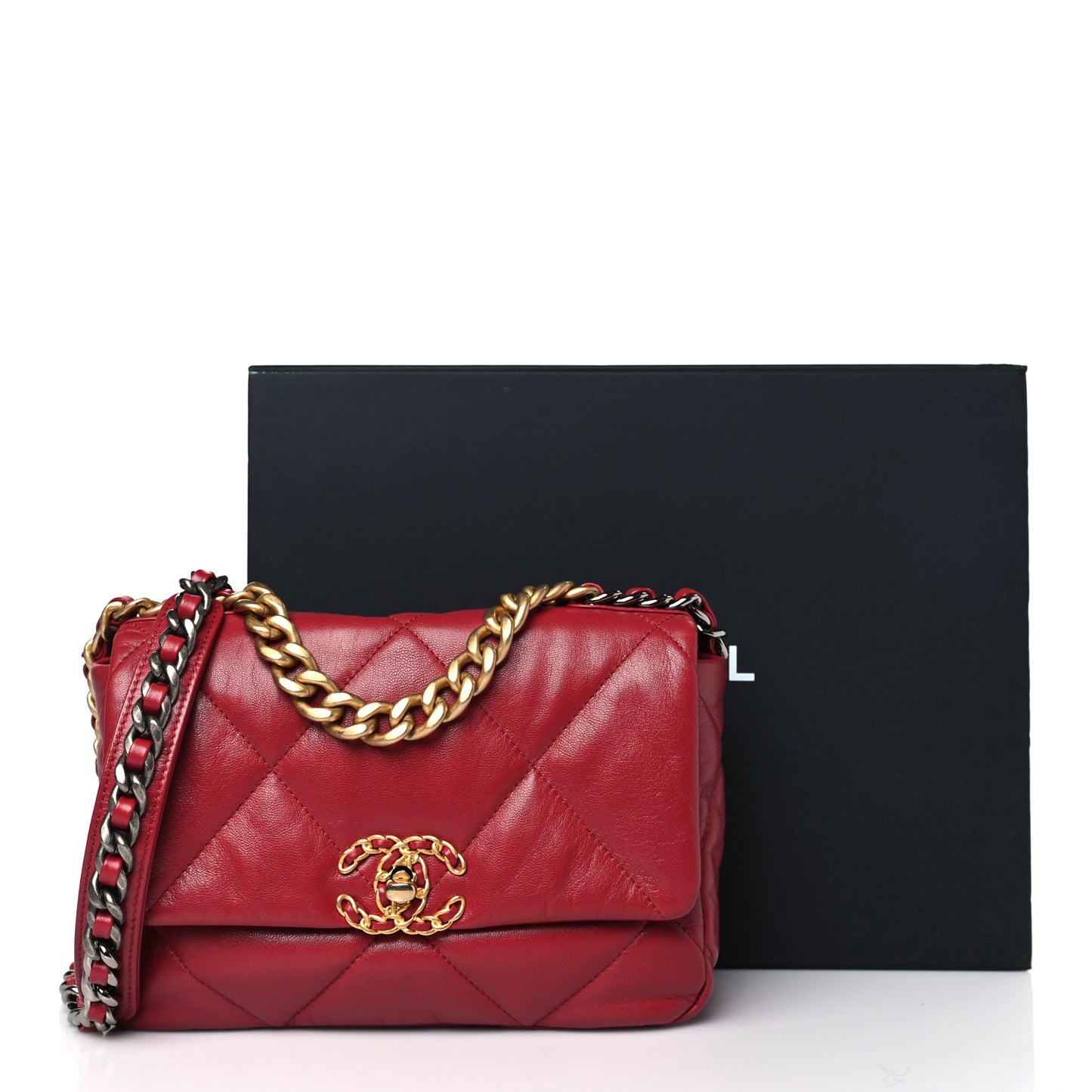 Goatskin Quilted Chanel 19 Flap Red