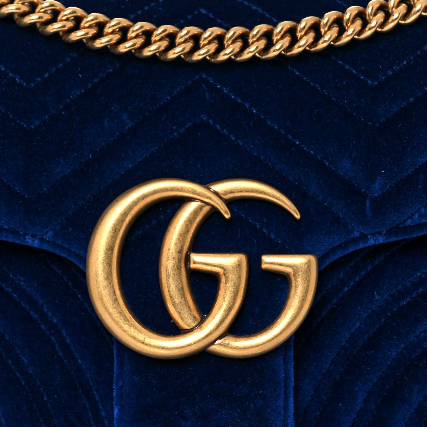 Velvet Matelasse Medium GG Marmont Shoulder Bag Cobalt Blue