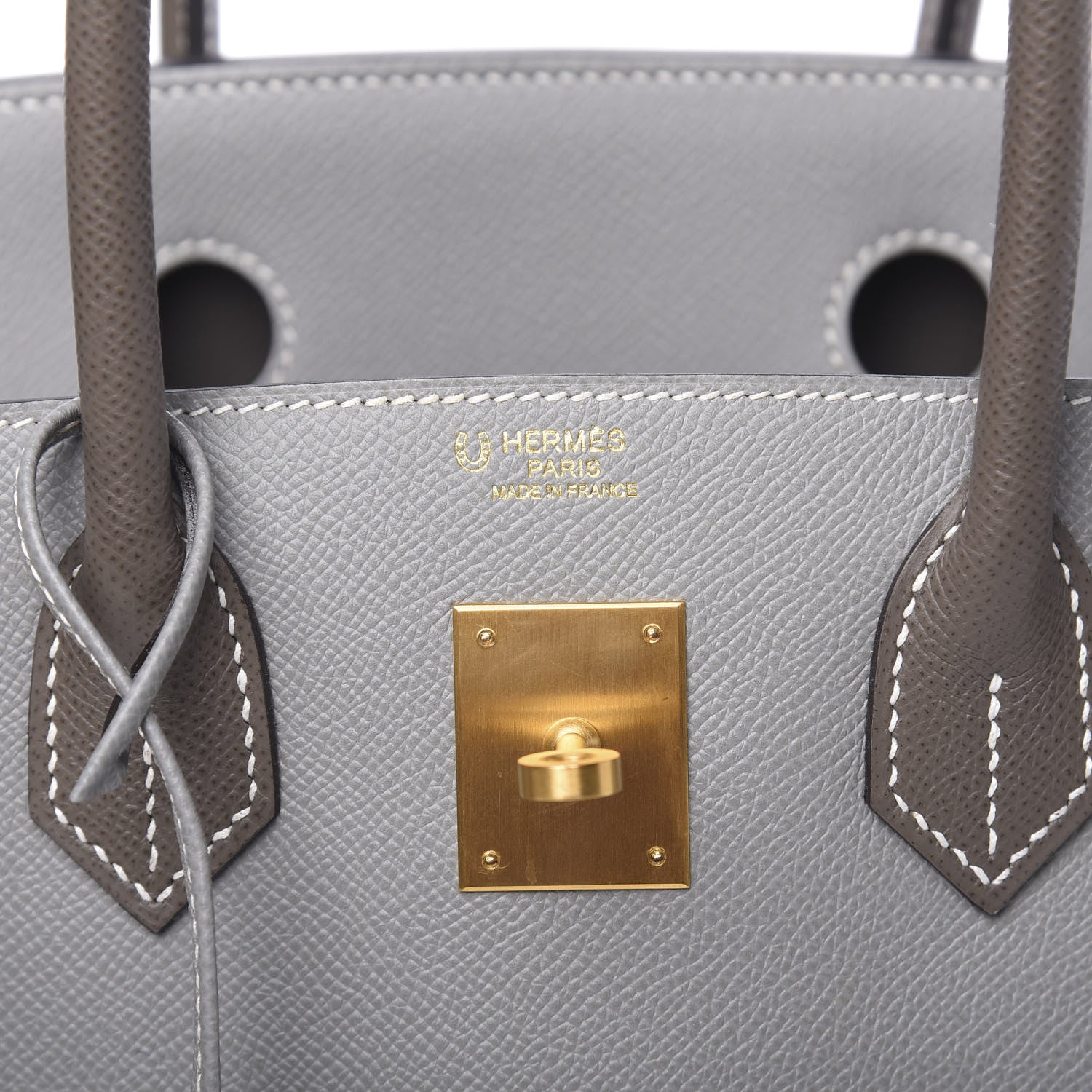 Hermes Epsom Horseshoe Birkin 30 Etain Gris Mouette 6 of 14