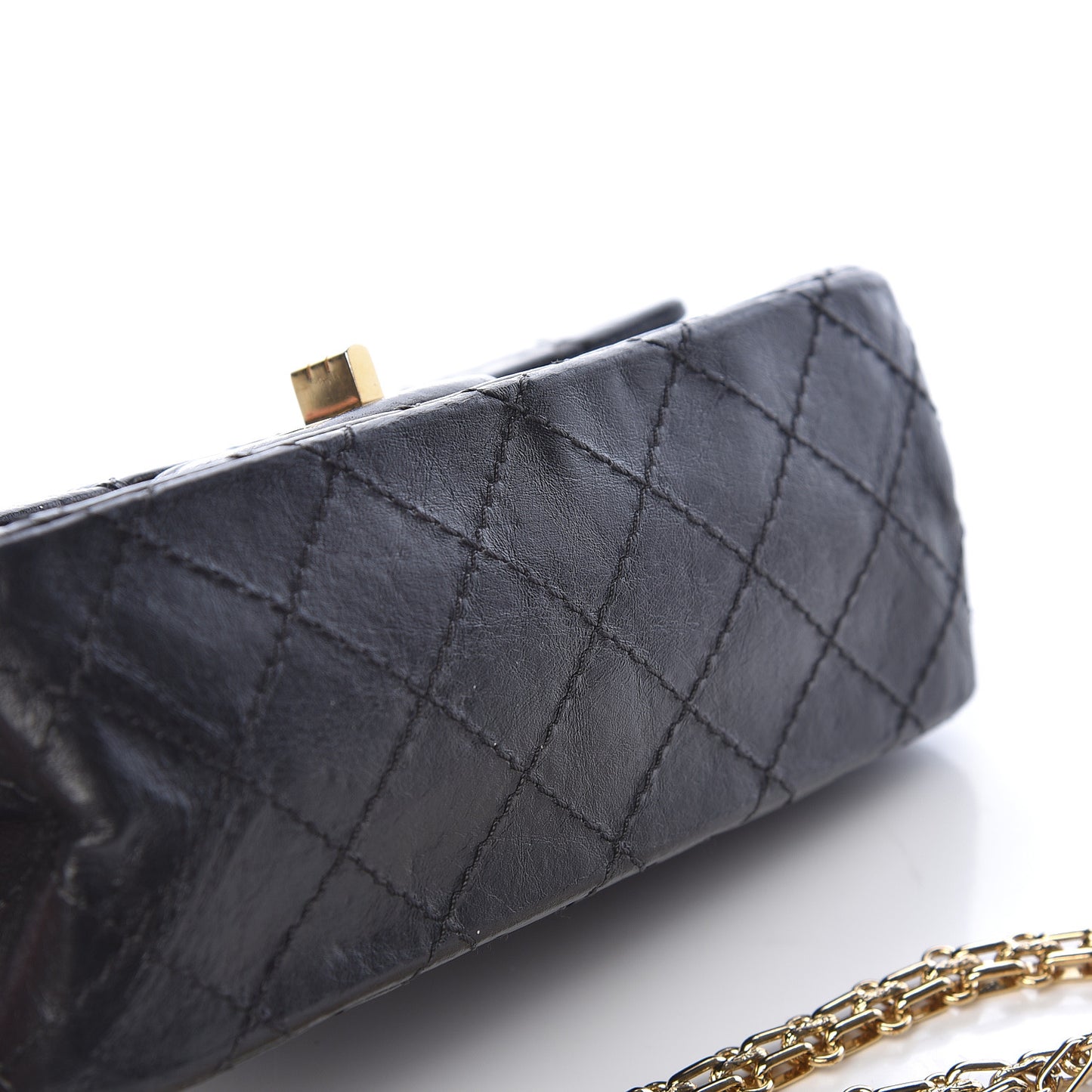 Aged Calfskin Quilted 2.55 Reissue Mini Flap Black