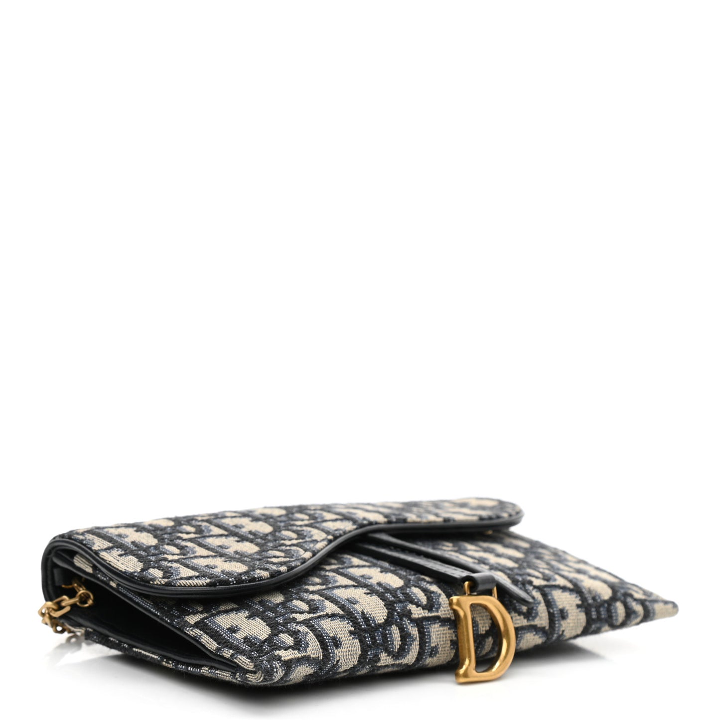 Oblique Saddle Chain Long Wallet Blue