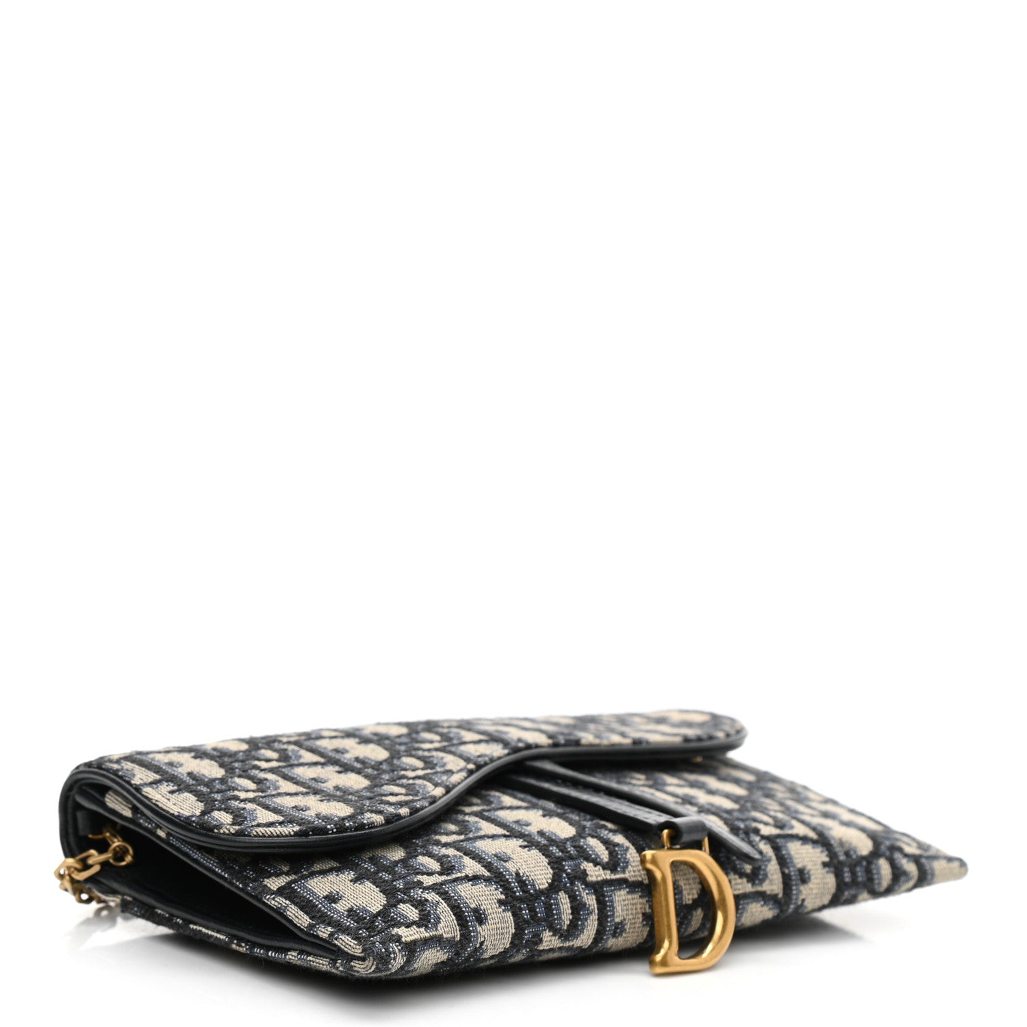 Christian Dior Oblique Saddle Chain Long Wallet Blue 5 of 11