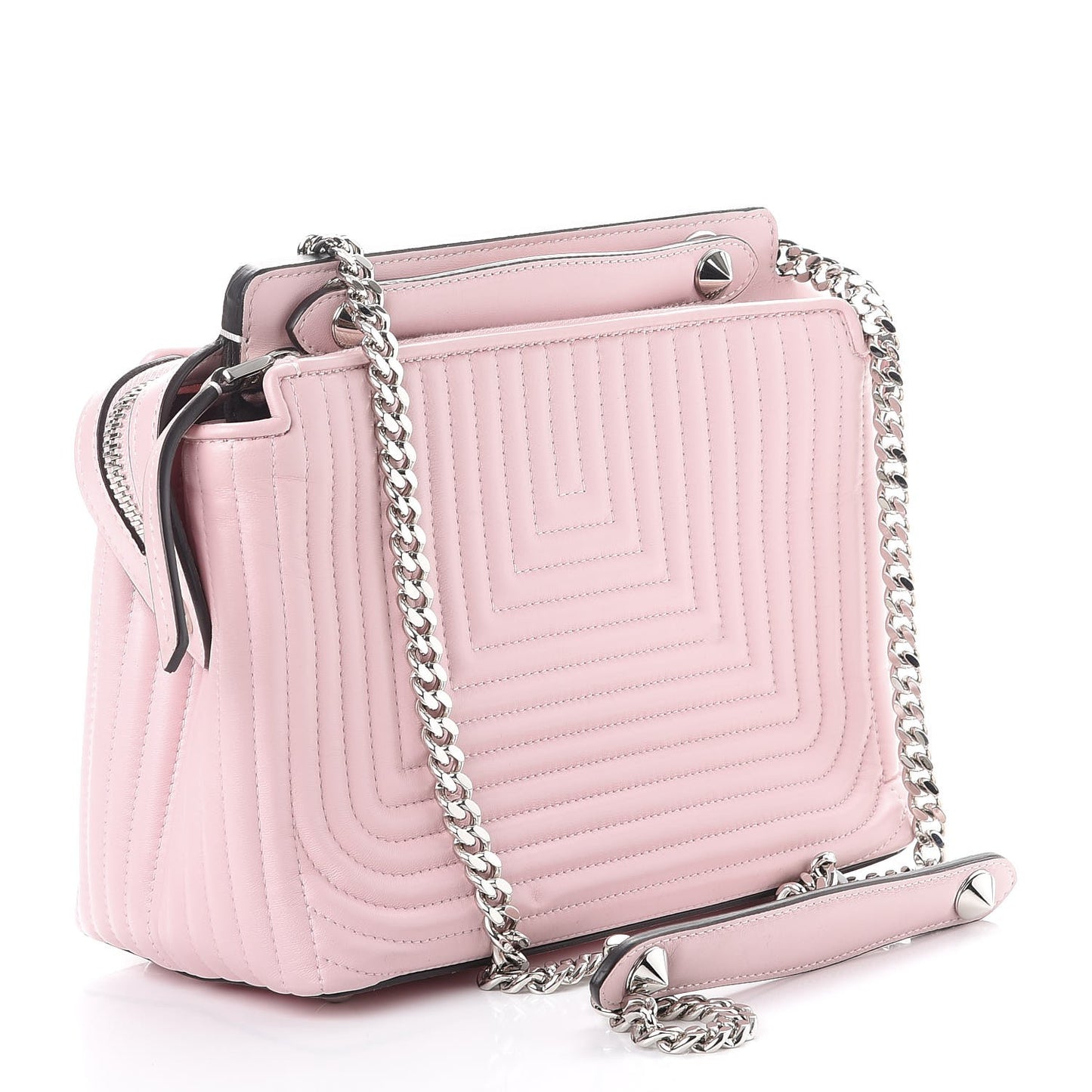 Shiny Nappa Trapuntata Small DotCom Click Chain Satchel Peonia