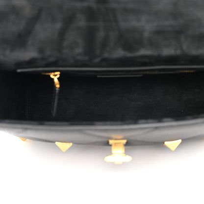 Valentino Garavani Grained Calfskin Large Roman Stud Shoulder Bag Black 5 of 9