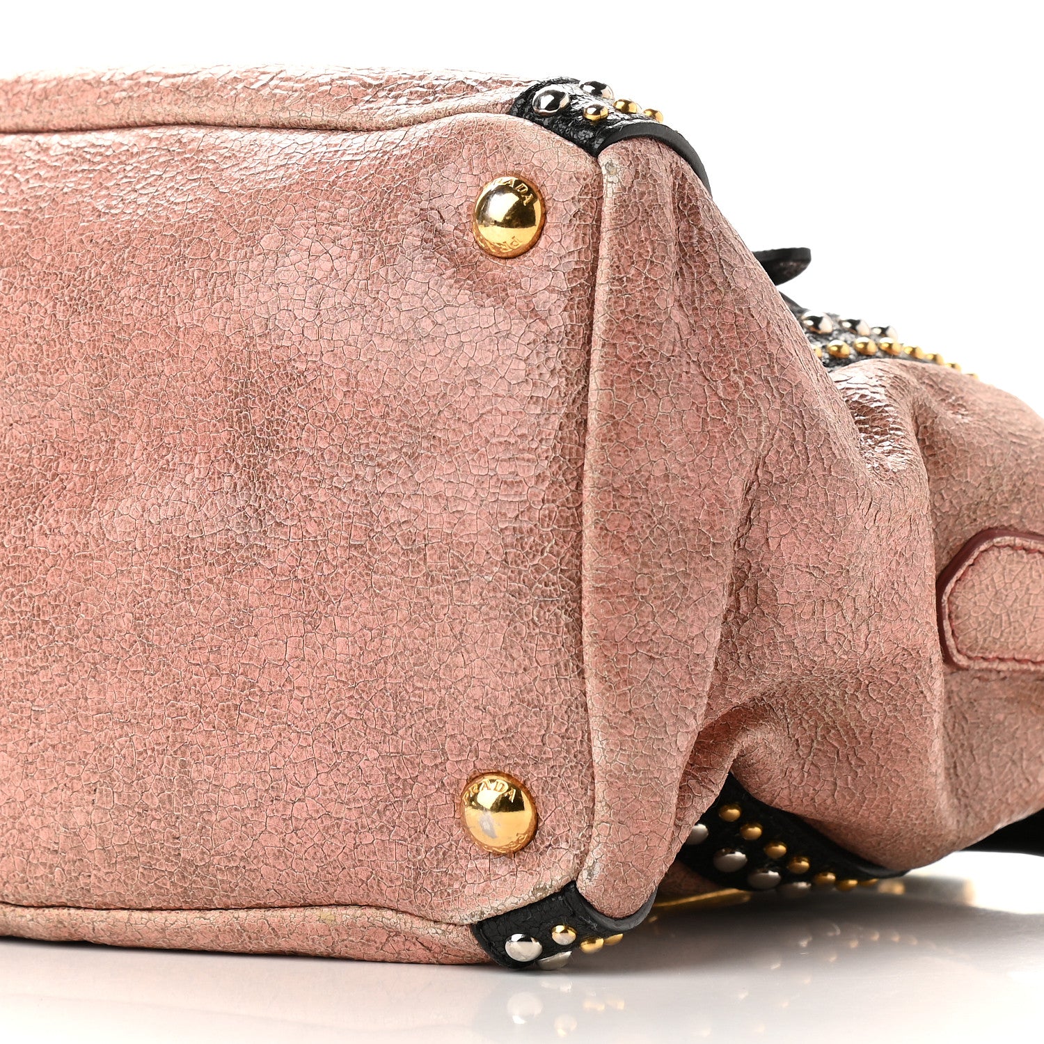 Prada Craquele Studded Shoulder Bag Petalo 9 of 14