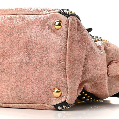 Prada Craquele Studded Shoulder Bag Petalo 9 of 14