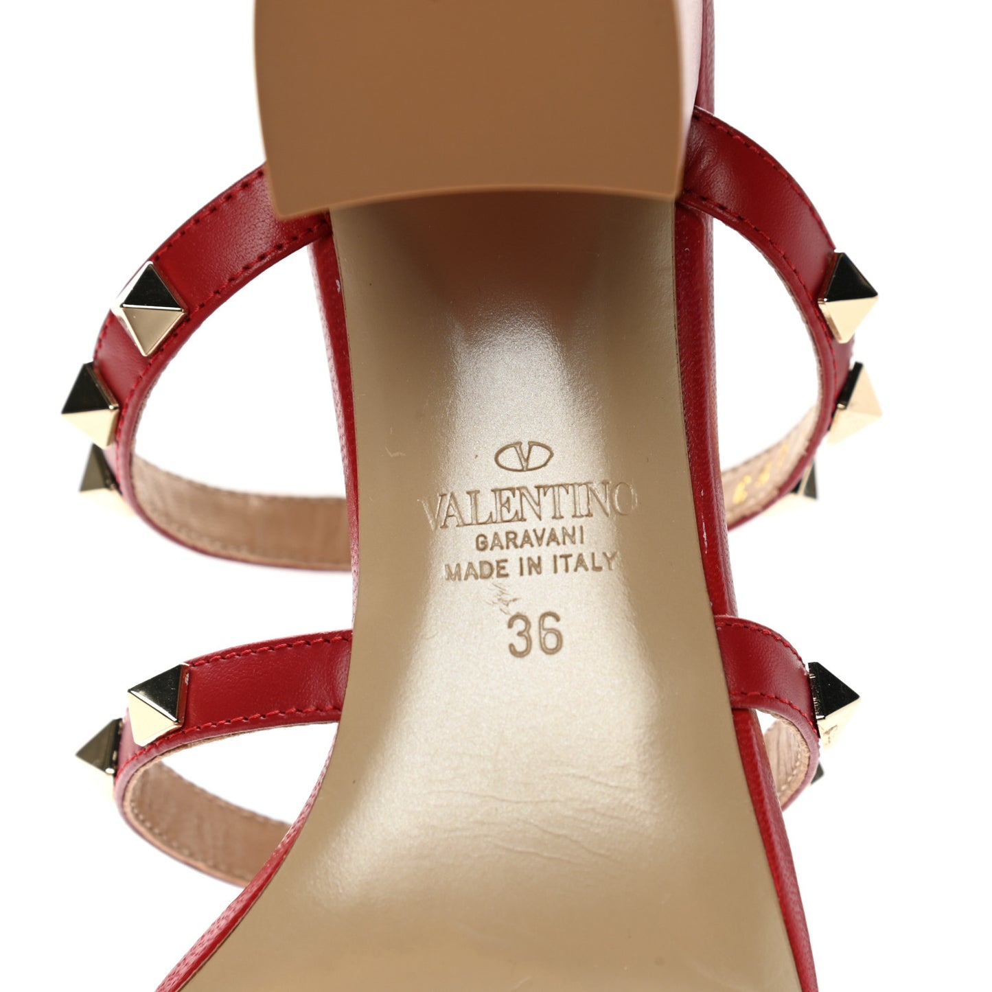 Calfskin Rockstud 60mm Caged Slide Sandals 36 Rosso Valentino
