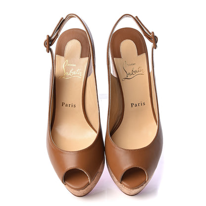 Christian Louboutin Calfskin Cork Dona Anna 120 Wedges 37 Caramel Natural 8 of 9
