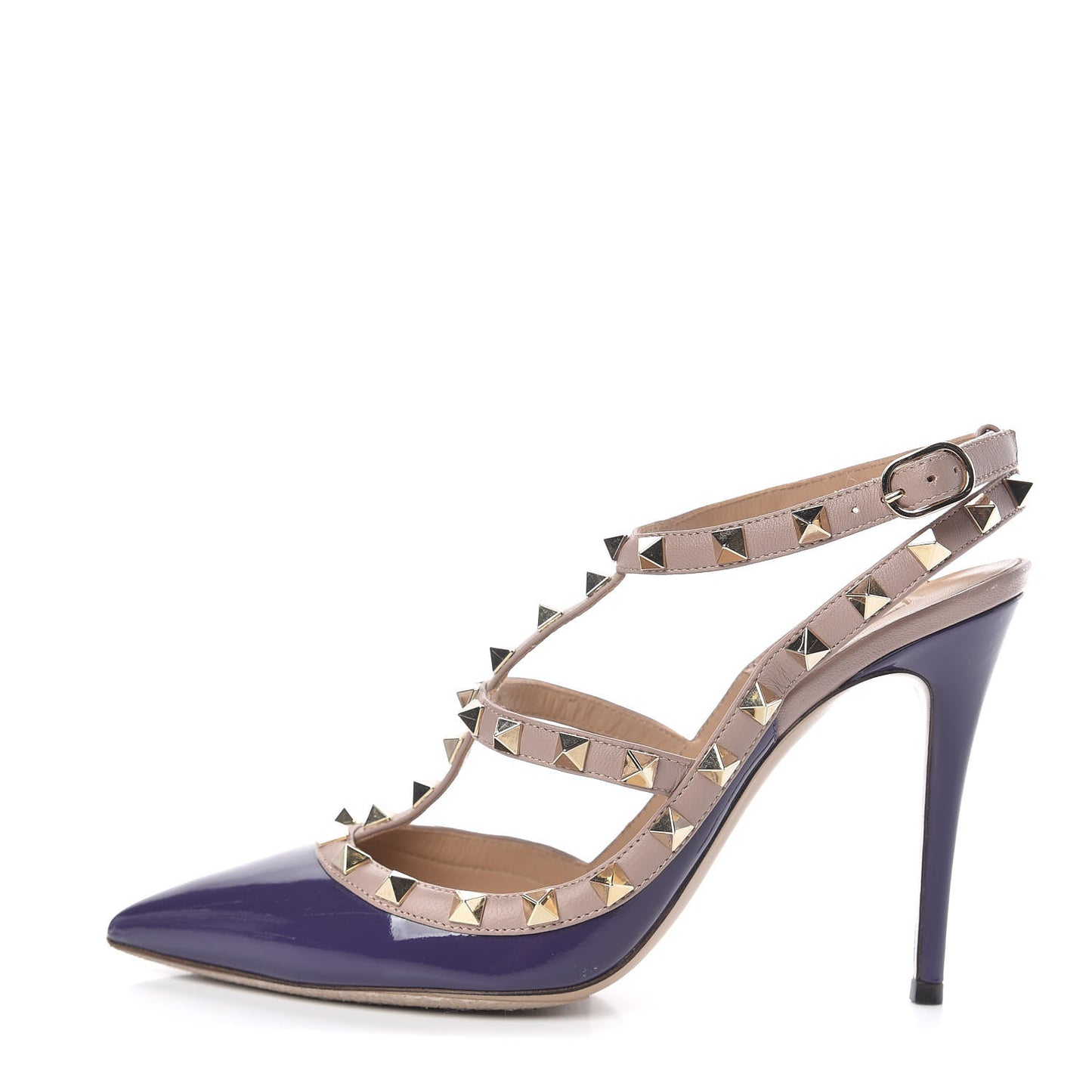 Patent Rockstud Ankle Strap Pumps 38 Purple Poudre