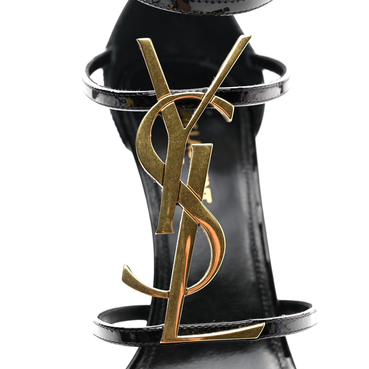 Patent Cassandra 100 Ankle Strap Sandals 39 Black Gold