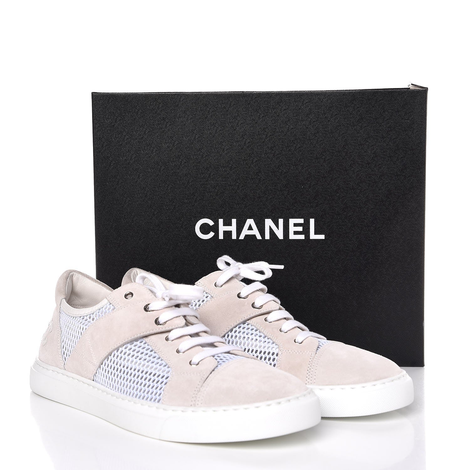 Chanel Fabric Mesh Suede Calfskin Sneakers 42 White 12 of 12