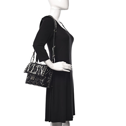 Valentino Garavani Lambskin VLTN Print Candystud Top Handle Bag Black 2 of 14