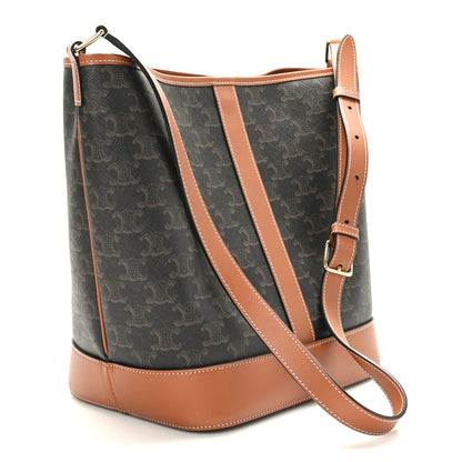 Celine Triomphe Canvas Calfskin Medium Bucket Bag Tan 3 of 10