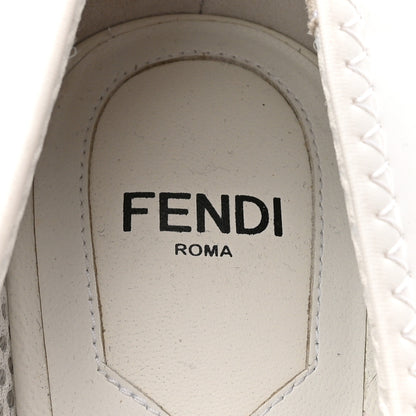Fendi Glossy Neoprene Glazed Fabric FF FFrame Court Mary Jane Pumps 38 White Tobacco Moro 8 of 8