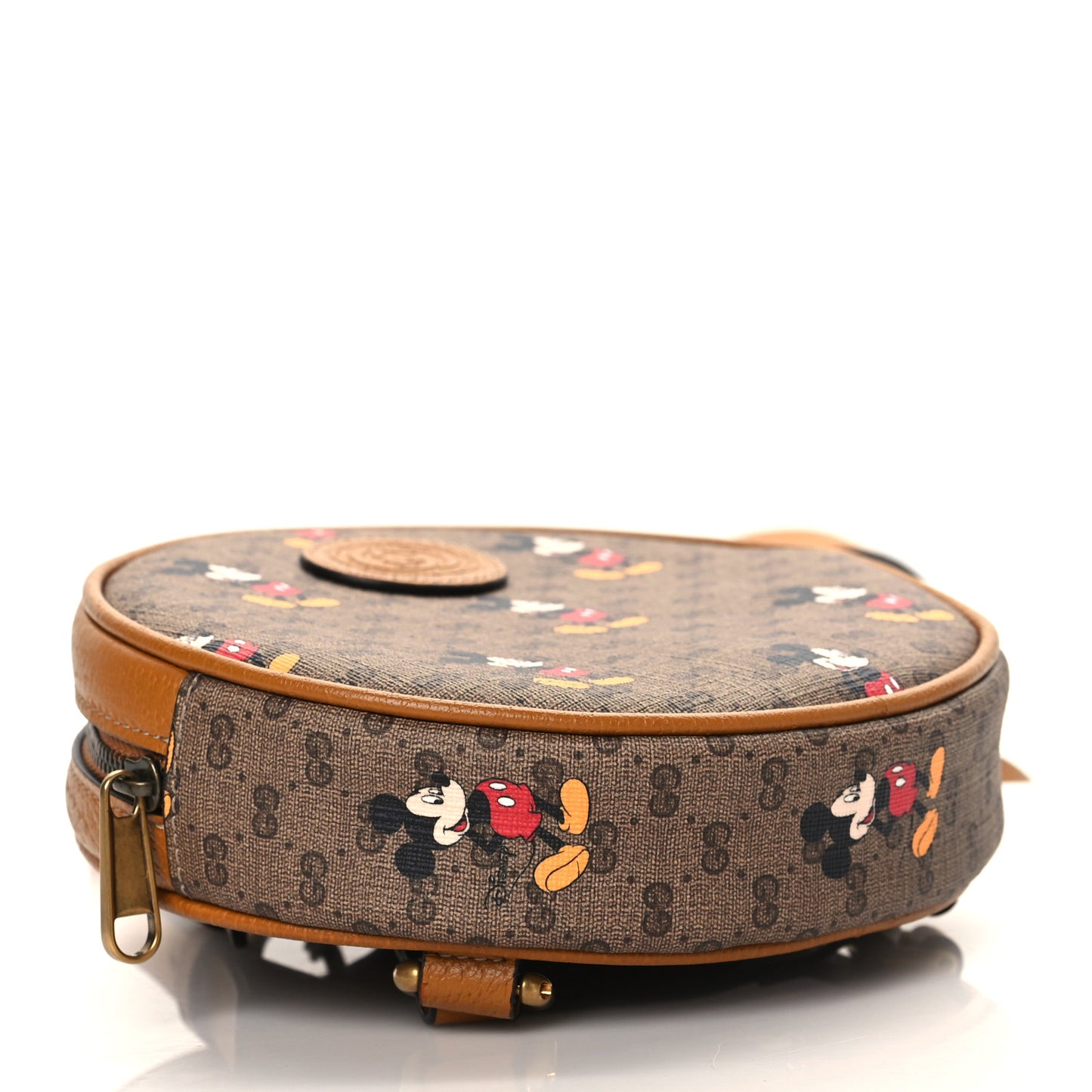 X DISNEY Mini Vintage GG Supreme Monogram Mickey Mouse Round Backpack Beige Vintage Sun Oil