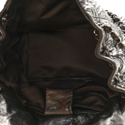 Chanel Vinyl Graphic Edge Accordion Flap Bag Silver 5 of 11