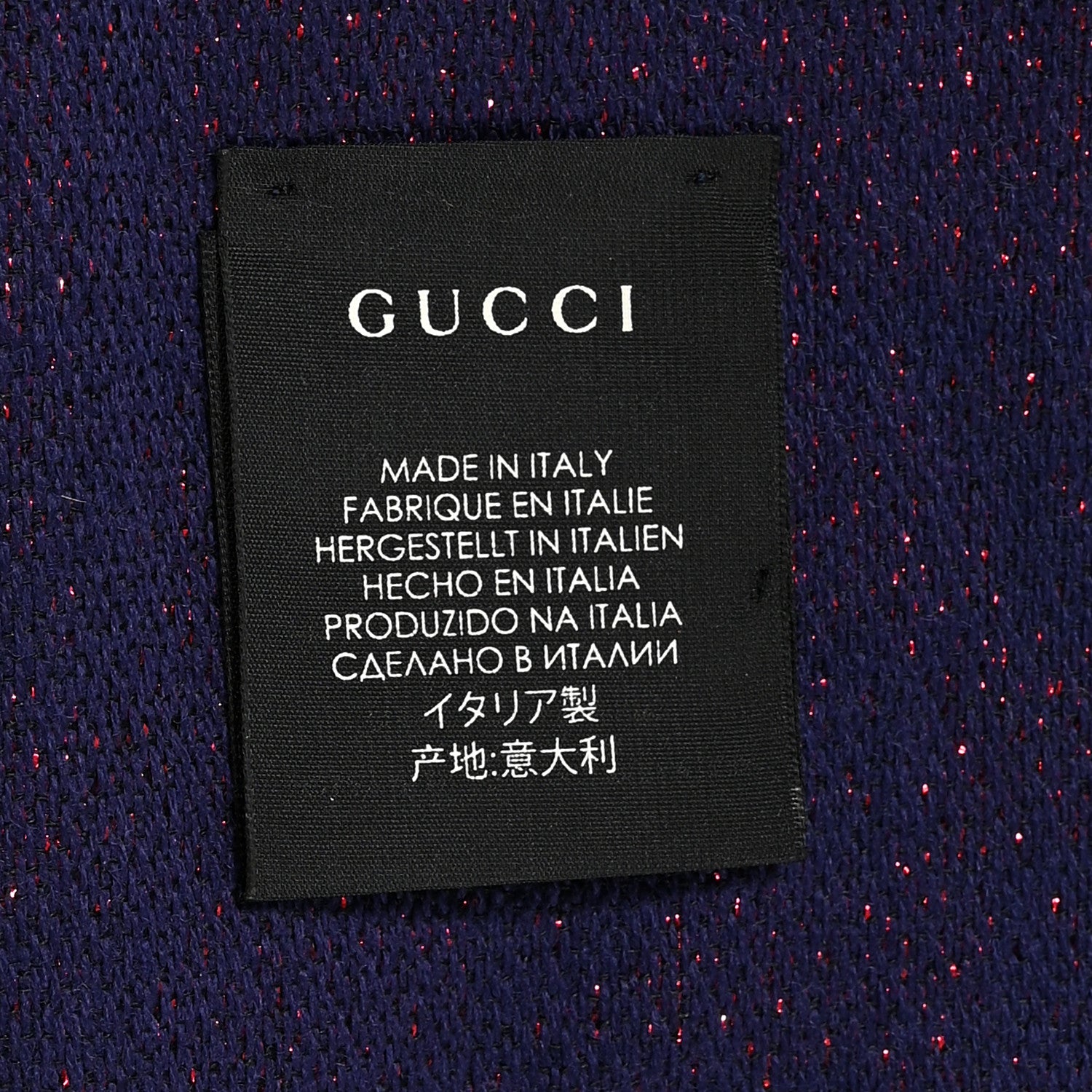 Gucci Wool Silk Jacquard GG Monogram Stenix Scarf Navy Red 4 of 5