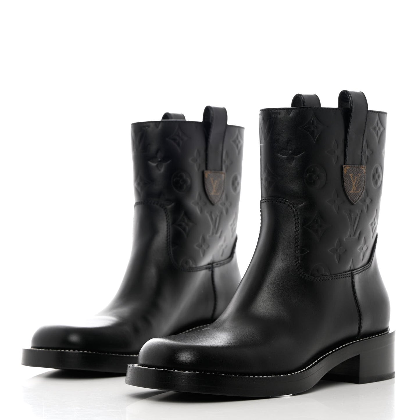 Calfskin Monogram Downtown Ankle Boots 38 Black