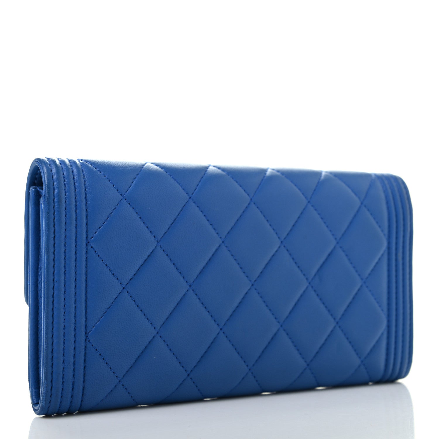 Chanel Lambskin Quilted Boy Flap Wallet Blue 3 of 10