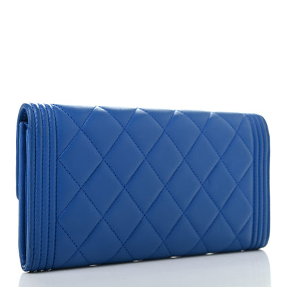 Chanel Lambskin Quilted Boy Flap Wallet Blue 3 of 10