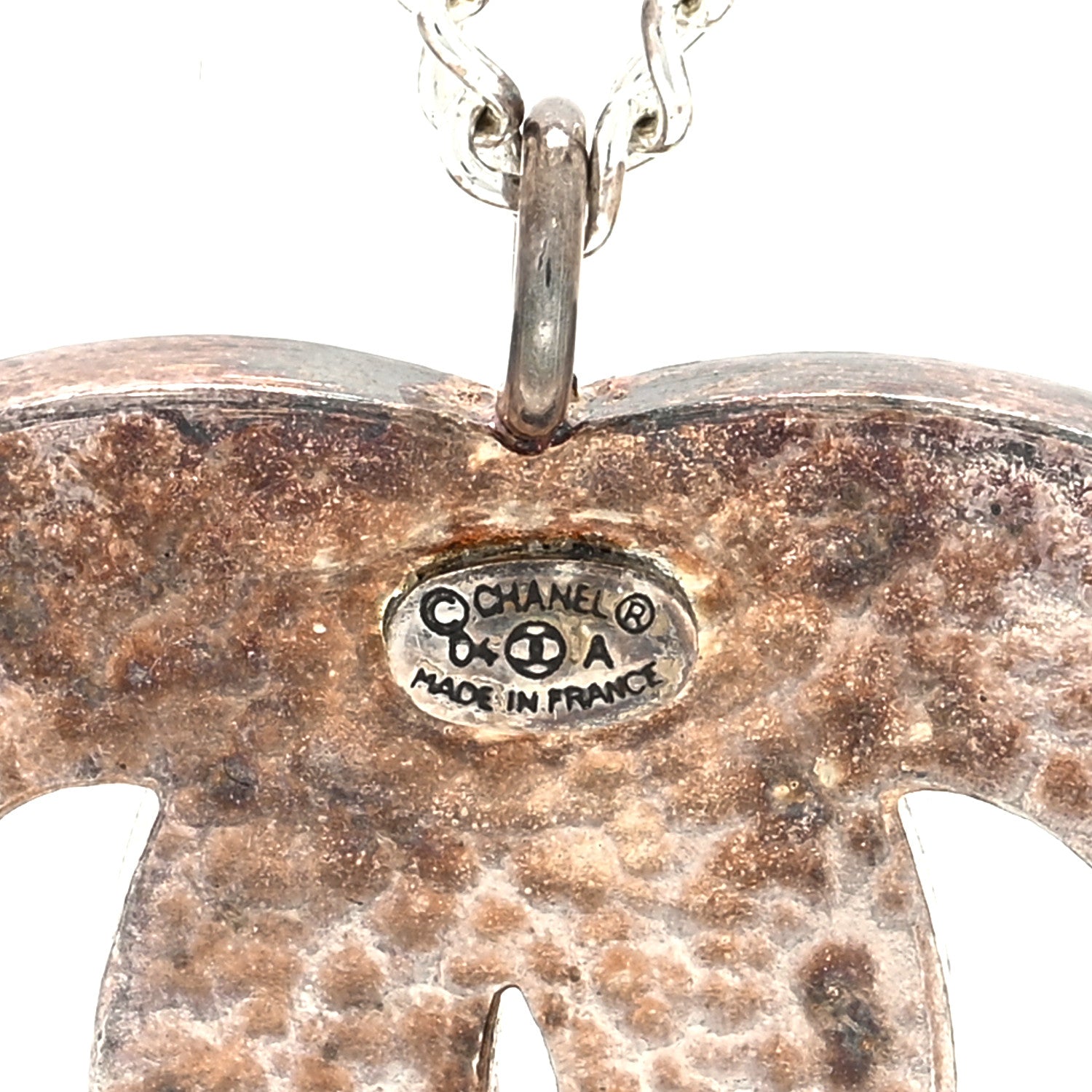 Chanel Crystal Heart CC Necklace Silver 3 of 4