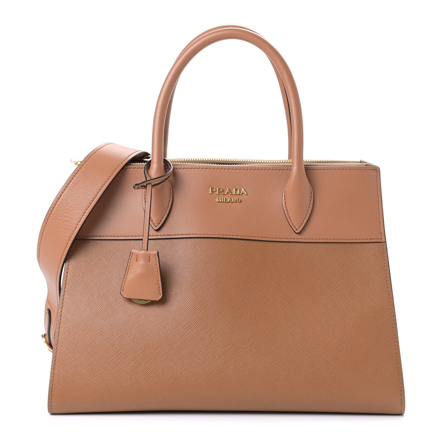 Prada Saffiano City Calf Medium Esplanade Tote Caramel 1 of 8