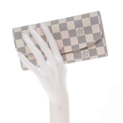 Louis Vuitton Damier Azur Emilie Wallet Rose Ballerine 2 of 7
