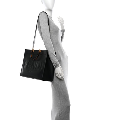 Fendi Vitello King Plexiglass Medium Fendi Sunshine Shopper Tote Black 2 of 12