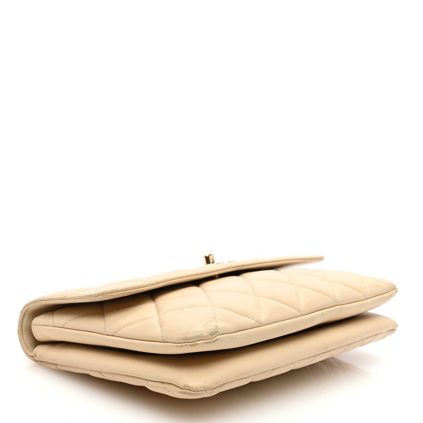 Lambskin Quilted Medium Trendy CC Flap Light Beige
