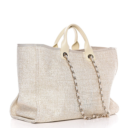 Chanel Canvas Large Deauville Tote Ivory 3 of 14