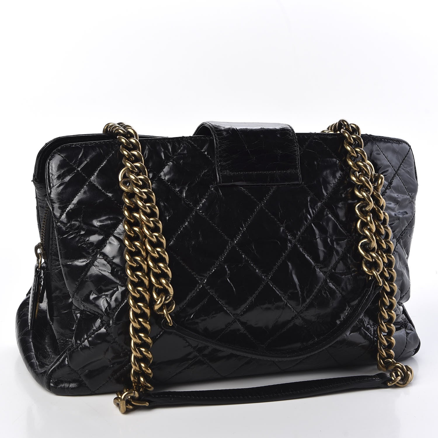 Chanel Glazed Crackled Calfskin Small Reissue Tote Black 2 of 9
