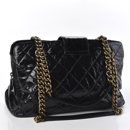 Chanel Glazed Crackled Calfskin Small Reissue Tote Black 2 of 9