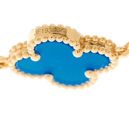 Van Cleef & Arpels 18K Yellow Gold Blue Agate 5 Motifs Vintage Alhambra Bracelet 3 of 4