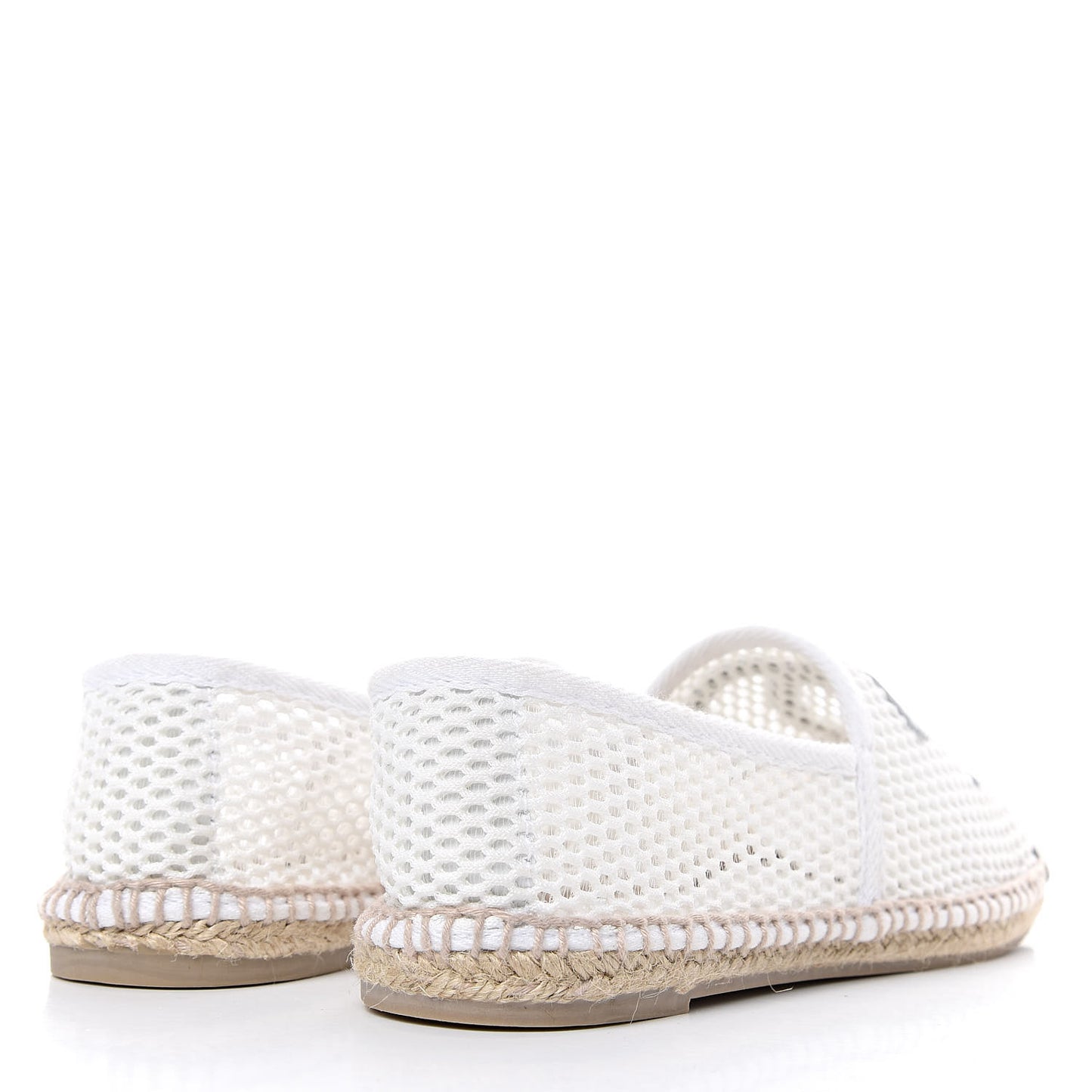 Mesh Lambskin Espadrilles 41 White Black