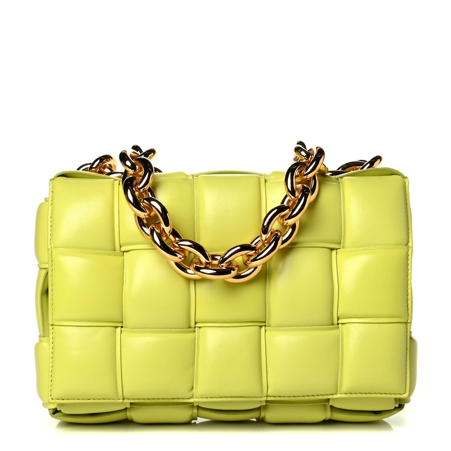 Lambskin Maxi Intreccio Padded Chain Cassette Crossbody Bag Kiwi