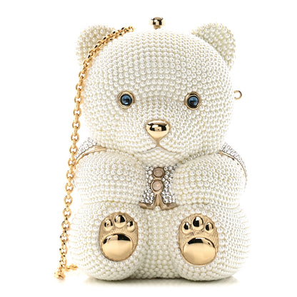 Judith Leiber Pearl Crystal Sweetheart Bear Minaudiere Clutch White 2 of 23
