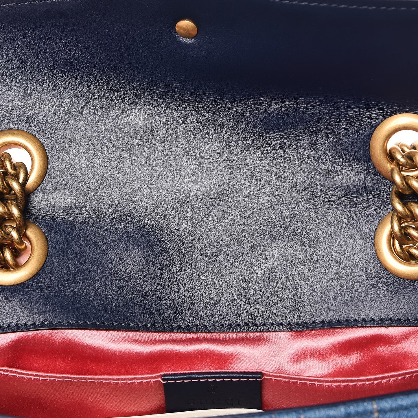 Denim Matelasse Pearl Studded Mini GG Marmont Shoulder Bag Blue