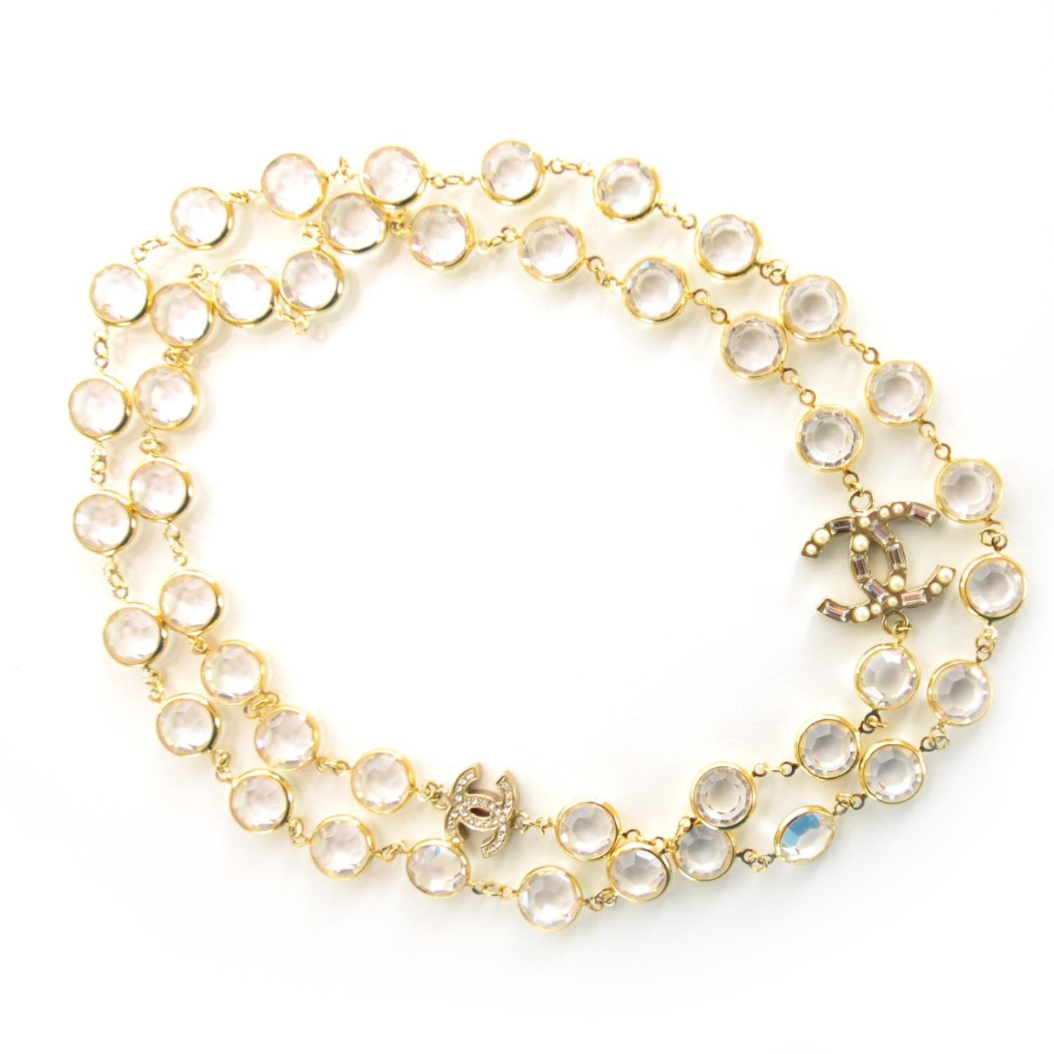 Chanel Crystal CC Long Necklace Gold 4 of 4