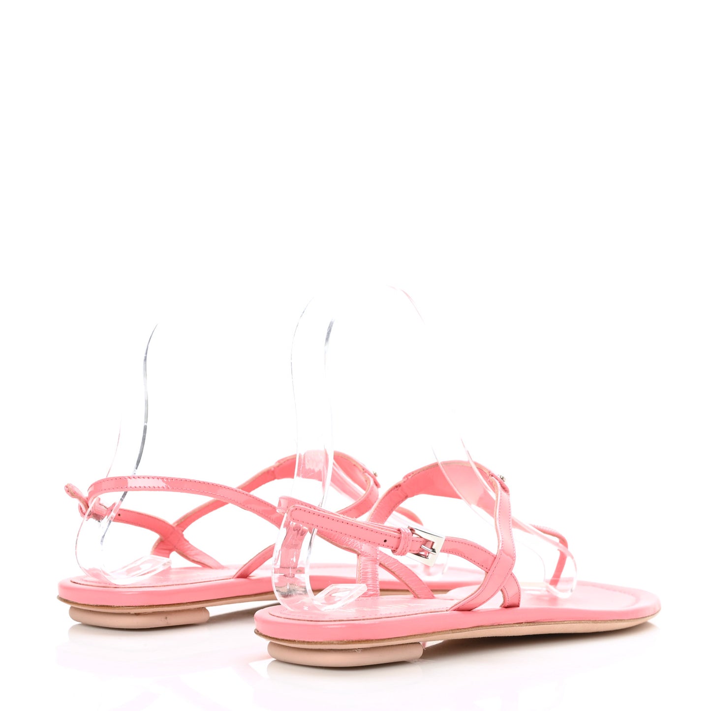 Vernice Metal Triangle Logo Slingback Flat Thong Sandals 38.5 Petalo