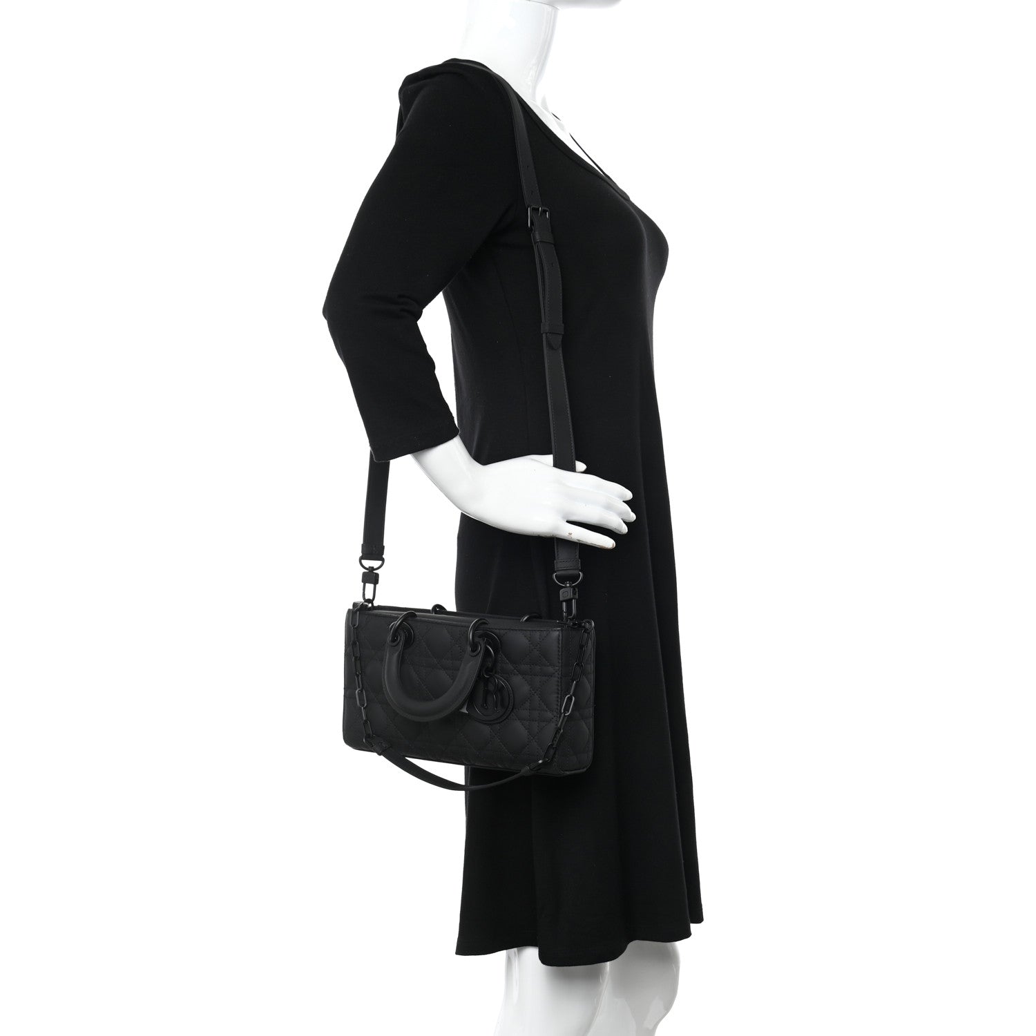 Christian Dior Ultra Matte Calfskin Cannage Medium Lady D-Joy Black 2 of 10