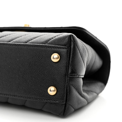 Chanel Caviar Chevron Quilted Mini Coco Handle Flap Black 10 of 10