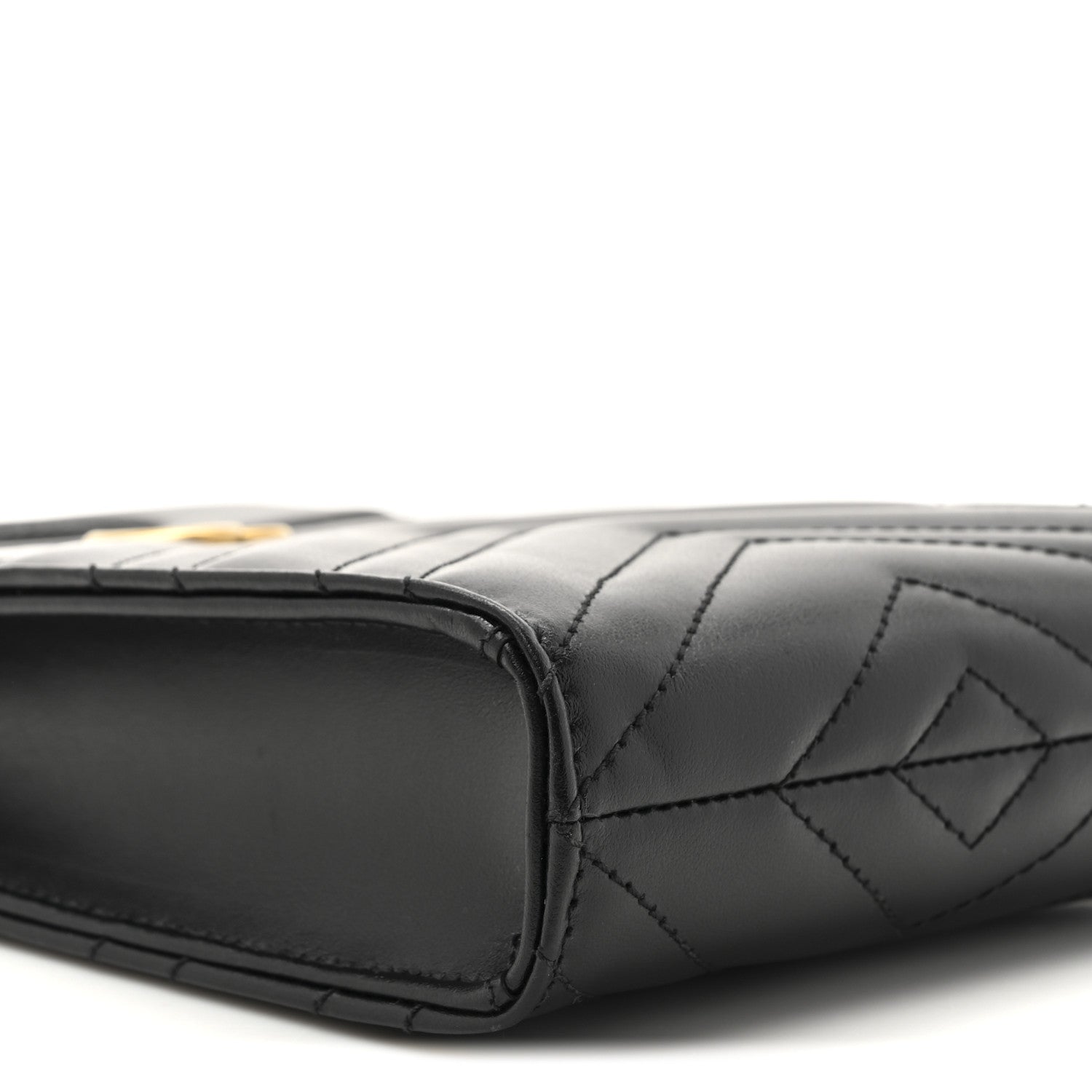 Gucci Calfskin Matelasse Mini GG Marmont Top Slip Handle Crossbody Bag Black 10 of 10