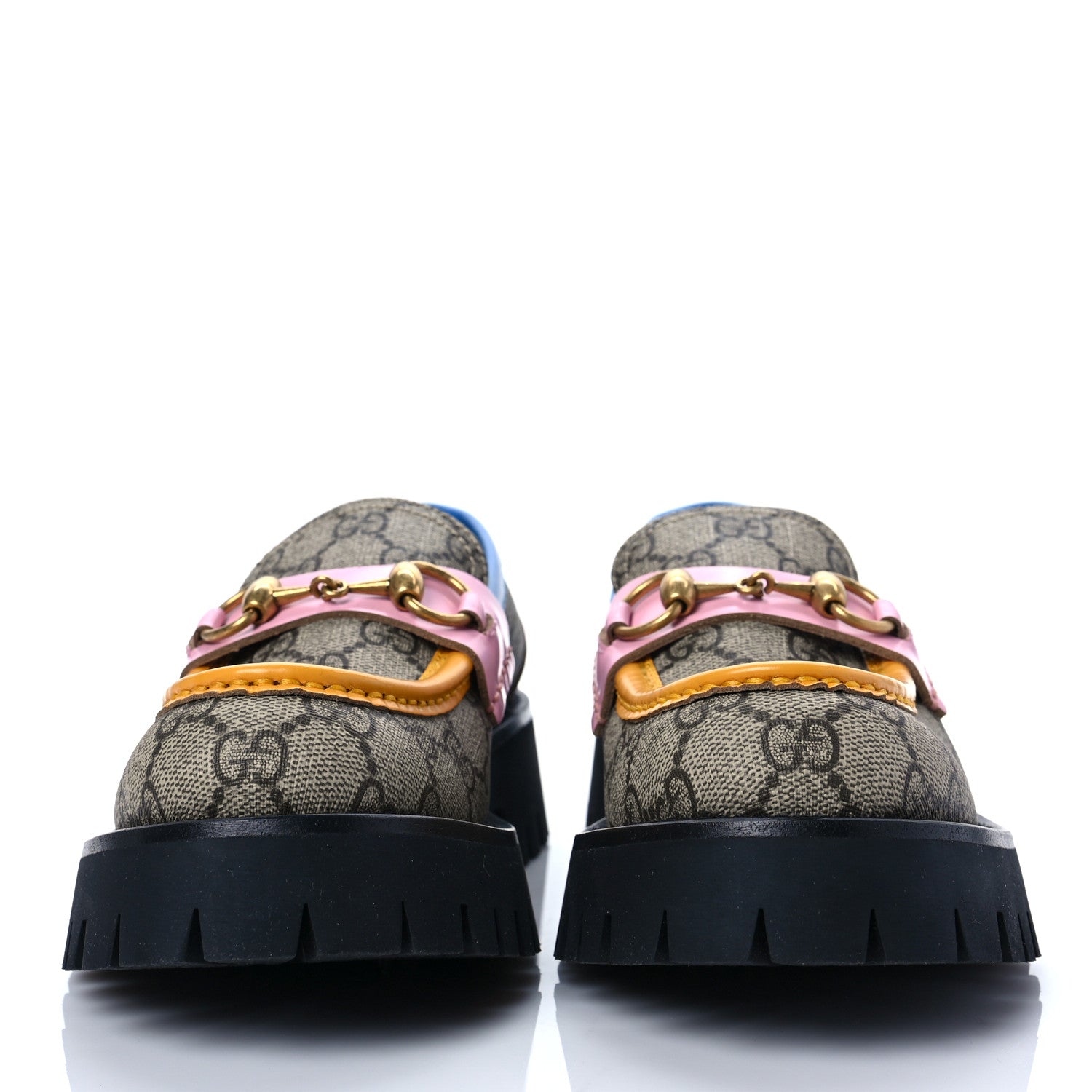 Gucci GG Supreme Monogram Cordovan Lux Womens Harald Horsebit 25mm Platform Loafers 36 Beige Sugar Pink Crop Shine Purple Marine 2 of 7