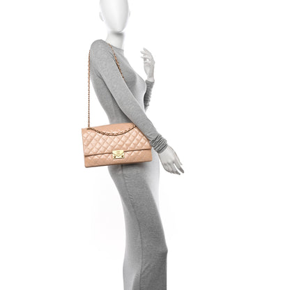 Chanel Patent Goatskin Quilted 3 Pocket Accordion Flap Light Beige 2 of 13